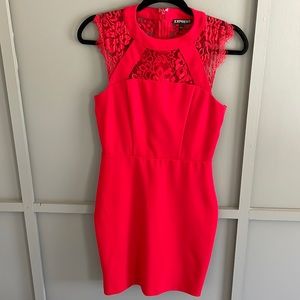 Express Lace Red Mini Dress - Size 4